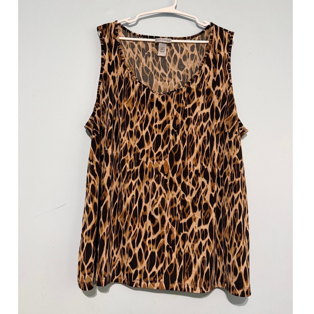 Catherines Women's 2X 22/24W Leopard Animal Print Sleeveless Tank Top Shell 1549
